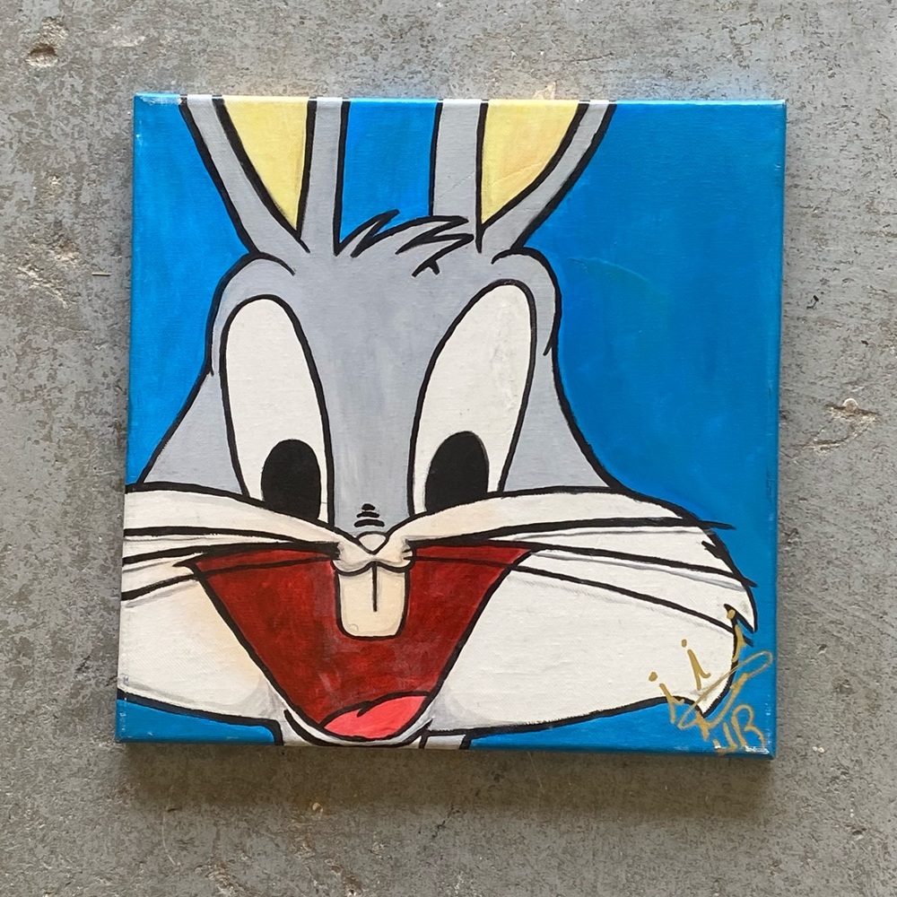 Bugs Bunny Painting Original Artwork Looney Tunes 12” by 12” Canvas Urban Art
